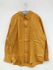 TOMMY HILFIGER トミーヒルフィガー シャツ/ブラウス XL イエロー コットン チェック柄 ワンポイント ブランドロゴ ミドル丈 長袖 ボタンダウン