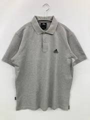 adidas アディダス ポロシャツ L グレー 無地 ワンポイント ブランドロゴ 半袖