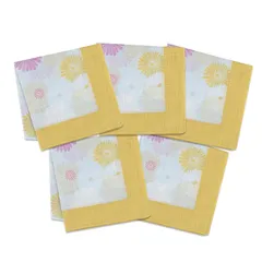 [のレン] レディース ふし糸 織り 綿 ハンカチ 50×50cm (吉祥文様 / 5枚セット - 菊/清廉 健康長寿) / 日本製 京都謹製 綿100% 生地