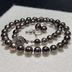 大珠✨️黒蝶真珠 南洋真珠 パール 8〜13mm ネックレス シルバー留具 