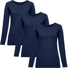 [fun.] WARMACTIVE レディース クルーネック 3枚セット NAVY 3L 帝人フロンティア企画 1のサムネイル