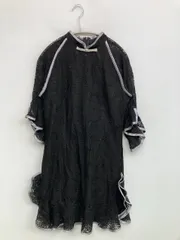 FUYUN ワンピース D ブラック レース フリル 半端袖 ひざ丈