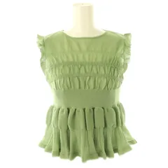 スナイデル SNIDEL 24SS Sustaina シアーフリルペプラムプルオーバー ニット ノースリーブ F グリーン /DF ■OS