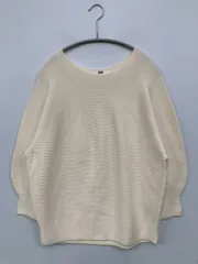 UNIQLO ユニクロ ニット/セーター L アイボリー 無地 ミドル丈 ボートネック 長袖