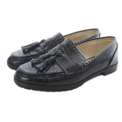 ザラ ZARA タッセル スタッズ ローファー レザー 35 黒