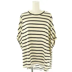 ミズイロインド mizuiro ind ボーダー柄カットソー 五分袖 ドルマンスリーブ アイボリー ブラック /DO ■OS