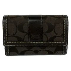 COACH(コーチ) コインケース シグネチャー柄 ダークブラウン キーリング付き レザー