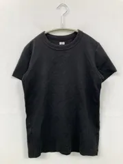 UNIQLO U ユニクロユー Tシャツ/カットソー S ブラック 無地 ミドル丈 半袖 クルーネック(丸首)