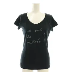 アニエスベー agnes b. ロゴ Vネック フレンチスリーブ カットソー 半袖 1 黒 ブラック /AT ■OS