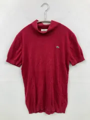 LACOSTE ラコステ ニット/セーター 40 レッド コットン 無地 ワンポイント ブランドロゴ 半袖 タートルネック/ハイネック
