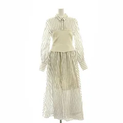 スナイデル SNIDEL ニットビスチェボリュームワンピース ロング ストライプ 長袖 1 ホワイト /HK ■OS