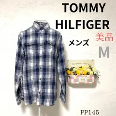美品 ★TOMMY HILFIGER トミーヒルフィガー★ M相当 メンズ シャツ 長袖 ネイビー チェック柄 ヴィンテージ アメカジ ストリート 古着男子 古着女子 ユニセックス 旅行 まちぶら 細見え スリム タイト らくらく リラックス 部屋着