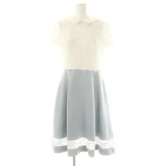 チェスティ Chesty Flower Lace Onepiece ワンピース 半袖 膝丈 1 オフホワイト ライトブルー /DO ■OS