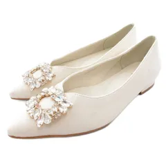 ランダ RANDA フラットパンプス Vカット ビジュー 22cm 白 ホワイト /JS