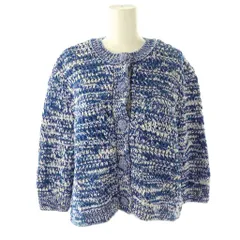 ザラ ZARA ニットカーディガン 七分袖 L 青 白 /NR ■OS