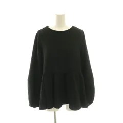 オペークドットクリップ OPAQUE.CLIP ふくれジャカードペプラムブラウス シャツ M 黒 ブラック 長袖 スタンドカラー /AG ■OS