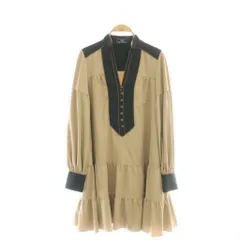 グレースコンチネンタル GRACE CONTINENTAL ワンピース ひざ丈 切替 長袖 36 ベージュ ブラック /DF ■OS