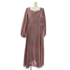 ナチュラルクチュール natural couture 24AW ハートネック両サイドプリーツワンピース ロング F ピンクパープル /DF ■OS