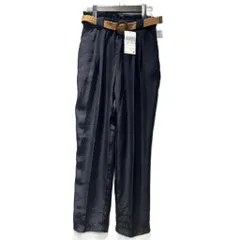 ザラ ZARA タグ付き スラックスパンツ ベルト付き S 紺 ネイビー ■FY