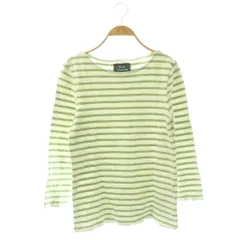 ロンハーマン ヴィンテージ  R.H.vintage ダメージ加工 カットソー Tシャツ ロンT 長袖 ボーダー S 白 黄緑 /NR ■OS