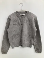 ZARA ザラ カーディガン/ボレロ USA M グレー ウール・ニット 無地 ショート丈 長袖