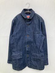 個性的】540-0025 デニム テーラードジャケット 赤ジップ Lサイズ 