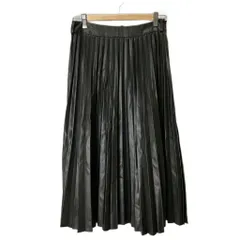 ザラ ZARA フェイクレザープリーツスカート ロング丈 M 黒 ブラック ■FY レディース