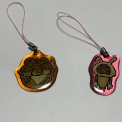 ヴィンテージ なめこ メタル キーホルダー ストラップ 2個 まとめ