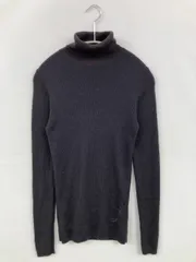 無印良品 ムジルシリョウヒン ニット/セーター M ブラック コットン ウール・ニット 無地 ミドル丈 長袖 タートルネック/ハイネック