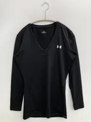 UNDER ARMOUR アンダーアーマー Tシャツ/カットソー LG ブラック 無地 ワンポイント ミドル丈 長袖 Vネック