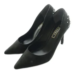 ランダ RANDA パンプス ポインテッドトゥ ビジュー スエード 22.5cm 黒 ブラック /SS ■OS