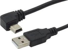 ブラック 充電のみ USBケーブル L字型D miniB (オス) (オス) USB-A 約1.0m - miniUSB L字 USB 充電専用 miniUSBケーブル オーディオファン