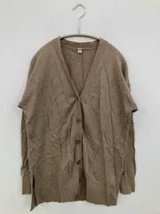 UNIQLO ユニクロ カーディガン/ボレロ M ブラウン コットン 無地 ミドル丈 長袖