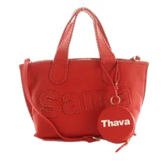 サマンサタバサ Samantha Thavasa 25周年記念 ロゴ ステッチ 2way トートバッグ ショルダーバッグ フェイクレザー 赤 /MI ■OS