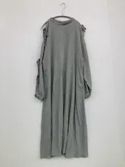 Kastane カスタネ ワンピース 1 グレー ストライプ柄 リボン ロング・マキシ丈 長袖 フレア