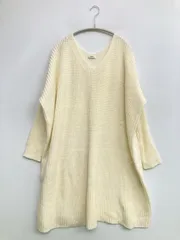 MURUA ムルーア ニット/セーター F アイボリー ニット 無地 ロング丈 長袖 Vネック