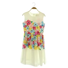 チェスティ Chesty 花柄 ノースリーブワンピース 膝丈 フレア 0 ホワイト /MY ■OS