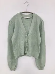 ZARA ザラ カーディガン/ボレロ USA S ライトグリーン ニット 無地 ショート丈 長袖