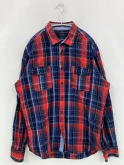 ZARA MAN ザラマン シャツ/ブラウス L レッド コットン チェック柄 ミドル丈 長袖 レギュラーカラー