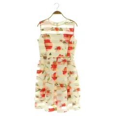 チェスティ Chesty 花柄 ノースリーブワンピース ミニ ボーダー 0 ホワイト レッド /MY ■OS