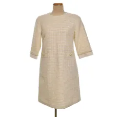 アプワイザーリッシェ Apuweiser-riche ツイードパールワンピース 五分袖 ひざ丈 1 アイボリー ■FY