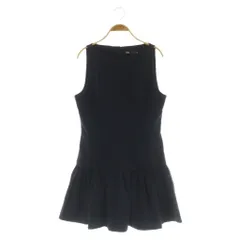 ザラ ZARA リボン ワンピース ミニ ノースリーブ ギャザー USA L ネイビー /MY ■OS