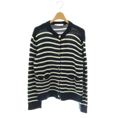 ザラ ZARA 金ボタン ボーダー ニットカーディガン 長袖 コットン S 紺 白 /NR ■OS