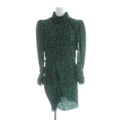 ザラ ZARA ワンピース L ダークネイビー 花柄 フリルネック 長袖 /AB ■OS