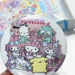 サンリオ フルーラ キラキラ BIG 缶バッジ キティ ポムポムプリン ハンギョドン クロミ マイメロディ