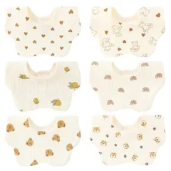 【送料無料】Comfort U よだれかけ スタイ ベビー ビブ 男の子 女の子 花びら型 6枚セット 綿100％ 6重ガーゼ 吸水 柔らかい スナップボタン サイズ調整可能 赤ちゃん 可愛い エプロン お食事スタイ おしゃれ おでかけ 出産準備 ギフト 保育