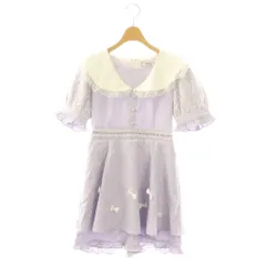 アンクルージュ ANK ROUGE 襟付き ワンピース パンツ ミニ チェック M パープル /HK ■OS