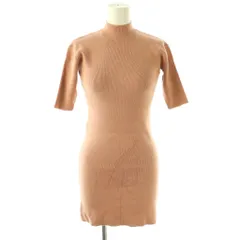 ダーリッチ Darich バックオープンリブニットワンピース ミニ 半袖 F ピンクベージュ /HK ■OS