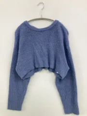 earth music&ecology アースミュージックアンドエコロジー ニット/セーター F ブルー ナイロン 無地 リボン ショート丈 長袖 クルーネック(丸首)