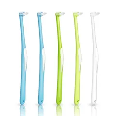 【送料無料】ワンタフトブラシ 細い 5本4色 やわらかめ 部分磨き 矯正用歯ブラシ 奥歯用 歯ブラシ ワンタフト ブラシ 歯周ポケット 小さい 隙間用 歯間清掃 (2本ブルー/グリーン/イエ ロー/ホワイト)